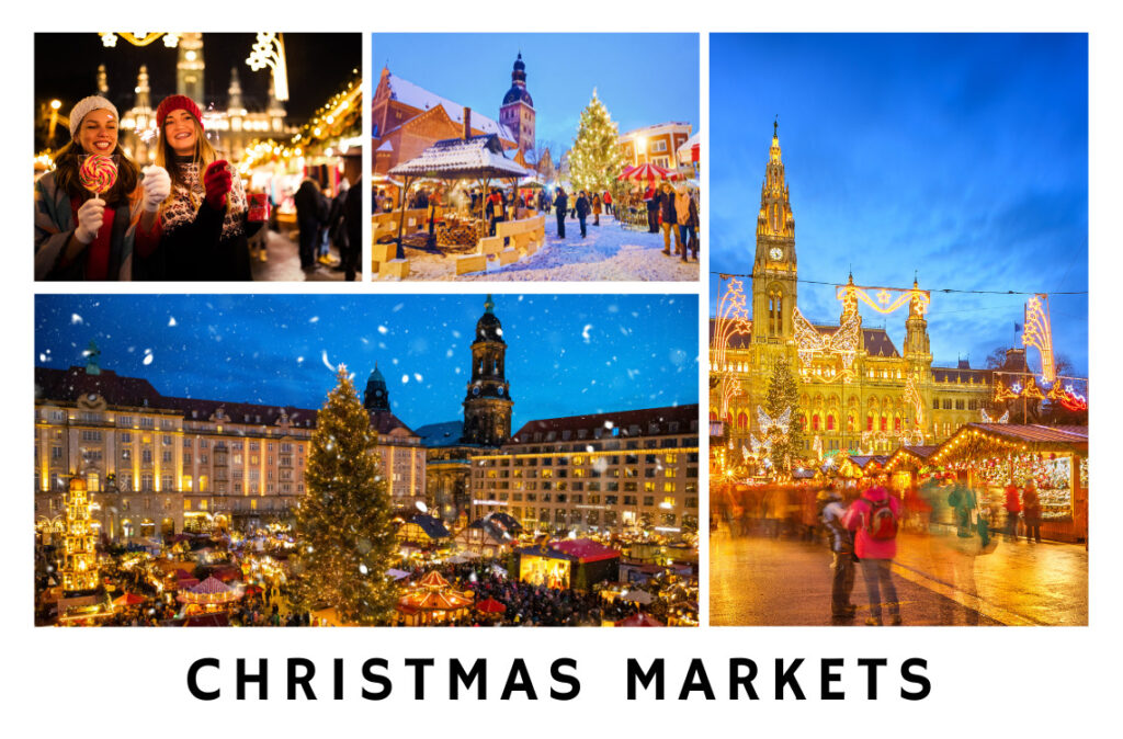 Postcards showing various European Christmas Markets