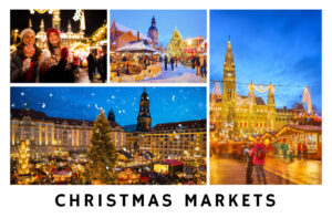 Postcards showing various European Christmas Markets